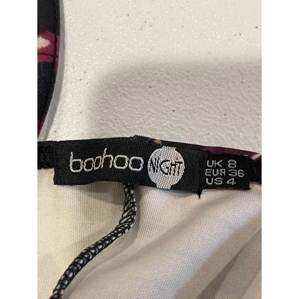 Boohoo Womens Bodycon Fishtail Dress Backless Adjustable Strap Black Purple SZ 4 - Picture 6 of 8